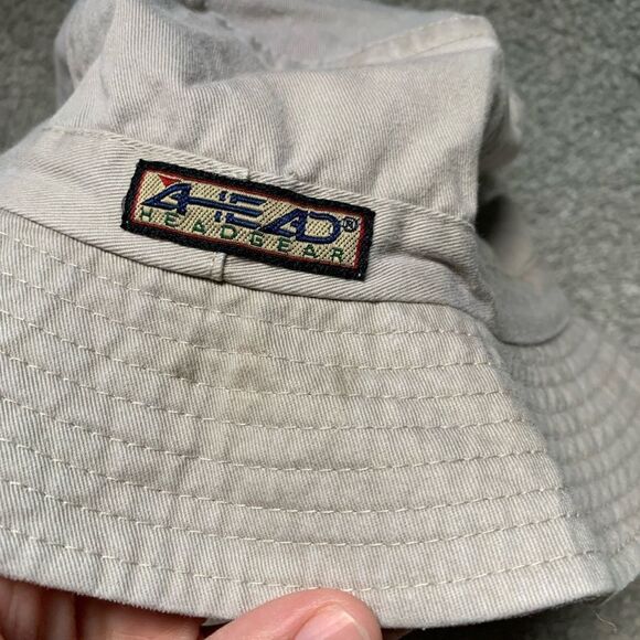 VTG Yellowstone USA Hiking Outdoor Bucket Hat Beige Green Red White Blue One SZ - Picture 7 of 7